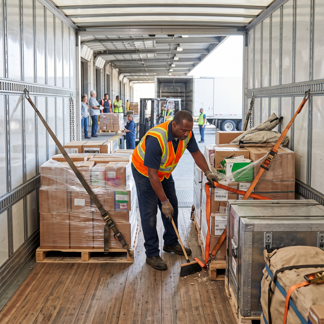 Flatbed load securement: driver tightening ratchet straps